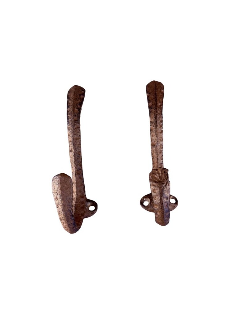 Pair of Antique Victorian Cast Iron Coat Hooks – Rustic Farmhouse Wall Mounted H